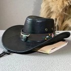Unisex Men   Women Fashion Cow Head Decorate Western Leather Vintage Cowboy Hat