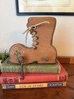 Vintage Wooden Carved Boot Shoe Key Holder Handmade 2 Hooks Cottagecore