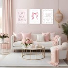 Coquette Pink Bow Wall Art Set Of 3  Light Pink 16l  X 12w  Pink Inspirational