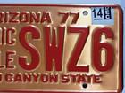 Arizona Historic Copper Vehicle License Plate 1977 Grand Canyon State - Straight