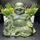 13lb 8 6  Natural Xiuyan Jade Happy Buddha Carved Crystal Reiki Decor Statue