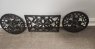 Vintage Set Cast Iron Footed Trivets- 2 Round 7      Black Rectangle 10x6   
