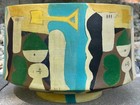 Vintage Abstract Design Decorative Painted Wood Bowl Mid Century Modern Mcm