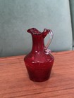 Vintage Hand-blown Red Crackle Glass Bottle vase 4 5    Tall - Stunning 