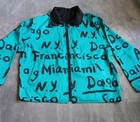 Vintage Graphic City Print Reversible Teal Jacket  Streetwear Skater Medium 