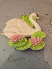 Vintage Plaster Miller Studio Plaster Figural Swan   Waterlily Wall Plaques