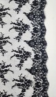 Vintage French Black Chantilly Lace 50  X 34  Floral Scalloped Couture Fabric