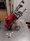 Old St Andrews Scotch Whisky Leather Golf Bag Cart W  Clubs   Mini Golf Balls