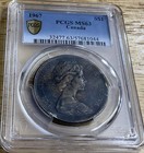 1967 Canada Silver Dollar  goose  - Graded Pcgs Ms63  toned 