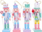 4-pack Pastel Christmas Nutcracker Soldier Figures Tree Hanging Ornaments