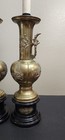 Vintage Solid Brass Asian Chinese Dragon Lamps Set Of 2 Working Lamps