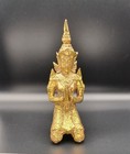 Vintage Thai Thepphanom Brass Statue 5 5  Kneeling Praying Angel Guardian Deity