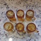 Vintage Amber Glass Western Barrel Mugs shot Glasses  Toothpick Holders Set Of 6