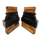 Wooden Foundry Mold Pattern Factory Gear Steampunk 1961 Signed 2 Piece Vintage 