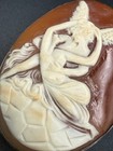 Antique 800 Silver Shell Cameo Brooch Pendant Eros Awakening Psyche Greek Gods