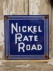 Vintage Nickel Plate Road Porcelain Train Sign Locomotive Railroad Track Railway