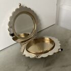  Givenchy Clam Shell Powder Compact Gold   Silver Tone Cabochon Clasp Vintage 