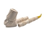 Vtg Long Hand Carved Artisan Meerschaum Smoking Pipe With Man s Face