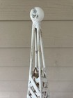 White Vintage 51    Tall Cast Iron Garden Plant Holder Trellis Pyramid Obelisk