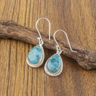 Natural Blue Copper Turquoise Gemstone 925 Sterling Silver Earrings For Women