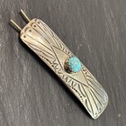 Navajo Hair Barrette Sterling Silver Stamped Turquoise Vintage B T