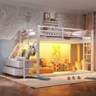 Twin Over Twin Bunk Bed With Storage Shelves   Drawers With Led Lights For Teens