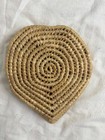 Basket Leaf Design Banded Vintage Hand Woven Cream Tan