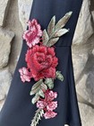 Urban Modesty Tunic Top Dress Xs S Black Knit Floral Appliqued Sleeves Excellent