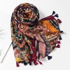 Scarf For Women Lightweight Fashion Floral Printed Scarves Boho Color Lattice