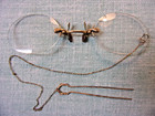 2 Antique Pince Nez Eyeglasses  w  Hair Pin Chain   1 Case  1 Pair 12k G f 