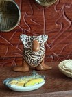 Miniature Squat Handmade Shipibo Ceramic Pottery Statue Spirit Of Apacharama