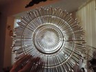 Vintage Art Deco 3 Hole Semi Flush Clear Glass Ceiling Light Shade Starburst 9 