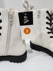 Size 2 - Art Class Girls White Black Lace Up Combat Ankle Boots Chunky Goth
