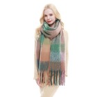 Women Plaid Scarf Chunky Winter Warm Thick Oversized Blanket Wrap Shawl
