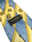 Vintage Versace Instant Tie Pure Silk Iconic Pattern Blue Yellow Rare Ties 