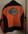 Harley-davidson Orange   Black Mesh Motorcycle Jacket  Size Xl