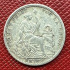 Peru 1904-jf Silver 1  un  Dinero  Low Mintage  Km  204 2