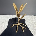 Vintage Gold Metal Mid Century Modern Leaf Plant Bowl Holder Decoration