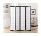 Roundhill Furniture Oriental Shoji 4 Panel Screen Room Divider  Black