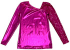 Motionwear Dance Top Hologram Mystique   Sequin Long Sleeve Pink New Women L