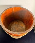 Vintage Wooden Primitive  Double  Dry Measuring Bucket  Metal Wire Bands  100 