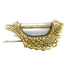 6cm Old Chinese Bronze Carved Fish Lock And Key Can Use Furniture Decoration