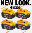 4x For Dewalt Battery 20v 8 0ah Li-ion Slide Dcb182 Dcb184 Dcb200 Dcb201 Dcb206