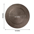 Brown 6 Plastic 13  Rattan-like Round Charger Plates Party Events Decorations