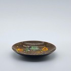 Vintage Enamel Copper Bowl Mid Century Abstract Color Splash Dish 1960s Catchall