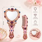 Vintage Hand Mirror Comb Set - Antique Vanity Handheld Makeup Mirror  Pink      