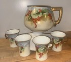 Limoges Antique Autumn Currants With Gold Handles  Cider Pitcher  4 Cups