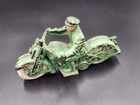 Antique Hubley Cast Iron Patrol Motorcycle Green Original White Tires