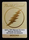 Grateful Dead Backstage Pass Pittsburgh Pennsylvania Civic Pa 1989 4 2 89 4 3 89