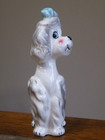 Vintage Anthropomorphic  White Lady Poodle Dog Figurine Sitting Bow On Head